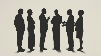 silhouettes of business people, silhouette politicians discussing on a white background. Group of Business Meeting. Business concept.