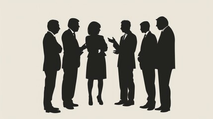 silhouettes of business people, silhouette politicians discussing on a white background. Group of Business Meeting. Business concept.