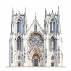 Fototapeta premium Ornate gothic cathedral facade, large rose window.
