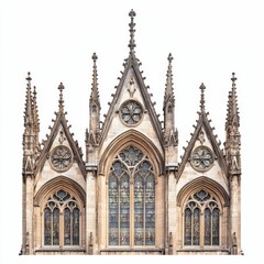 Obraz premium Gothic cathedral facade, ornate stonework, stained glass.