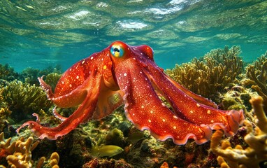 Red cuttlefish at the Reef