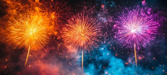 Fototapeta premium Brilliant Fireworks Painting the Night Sky 