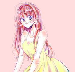 茶髪のセクシーな女性　笑顔