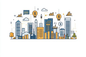 Fototapeta premium Conceptual flat business illustration on isolated white background