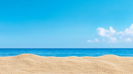 Obraz premium A beach scene in summer with room for text. Perfect for illustrating summer vacations and travel. Suitable as a general summer background or for text and product displays.