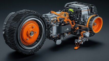 Fototapeta premium Exploring the future carbon-neutral engine design automotive industry technical blueprint high-tech environment detailed perspective sustainable innovation