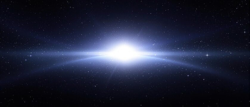 Abstract background with a white light blur and scattered stars in the night sky, otherworldly, starry night, cosmos, cosmic, celestial