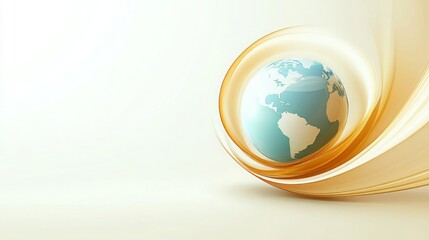 Global Business Corporate Branding World Map Abstract Background Music Notes Golden Swirl