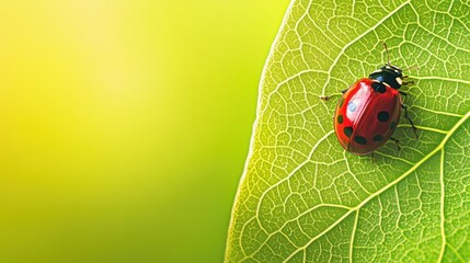 Close-up View of a Ladybug on a Leaf Against a Soft Green Background in Nature's Splendor