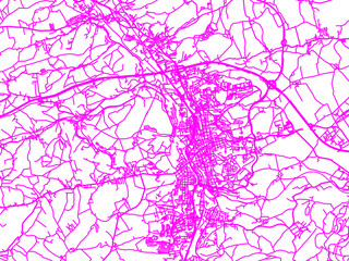 Obraz premium Neon Style Road Map overlay of Gera, Germany in in Bright Pink.