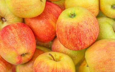 Background of apples, Fresh ripe red apples as background, top view