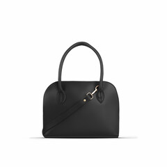 Beautiful elegant and luxury fashion leather black women bag isolated on white background