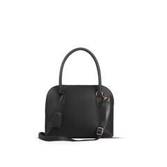 Beautiful elegant and luxury fashion leather black women bag isolated on white background