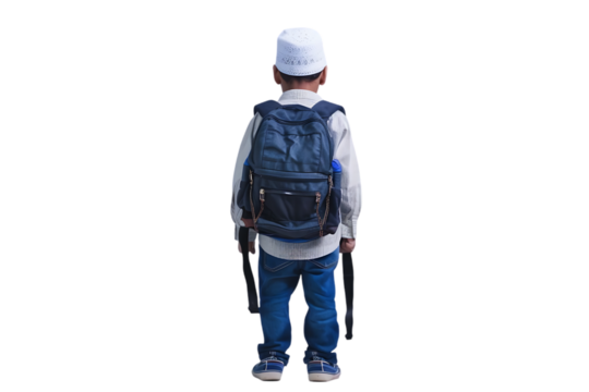 Muslim Boy with Backpack