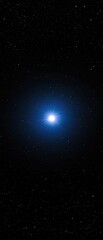 Obraz premium A brilliant sun shines in the center of a stunning clear blue sky, surrounded by an endless expanse of space. , celestial center, open space, expansive landscape