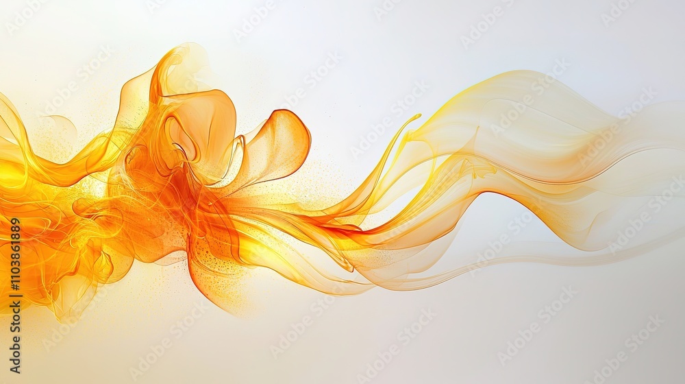 Poster a flowing abstract design featuring soft orange hues and translucent shapes against a light backgrou