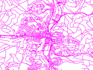 Neon Style Road Map overlay of Heidenheim an der Brenz, Germany in in Bright Pink.
