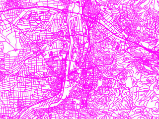 Neon Style Road Map overlay of Heilbronn, Germany in in Bright Pink.
