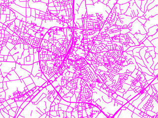 Neon Style Road Map overlay of Herford, Germany in in Bright Pink.