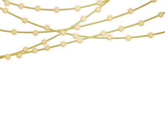 Golden Christmas Lights on Transparent Background