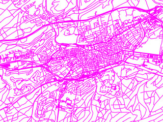 Neon Style Road Map overlay of Kaiserslautern, Germany in in Bright Pink.