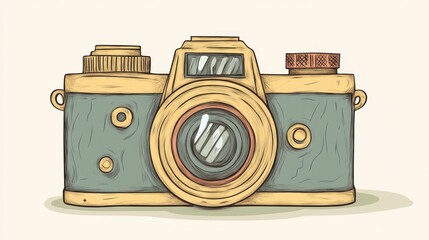 A vintage camera illustration, emphasizing photography and nostalgia.