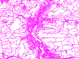 Neon Style Road Map overlay of Jena, Germany in in Bright Pink.