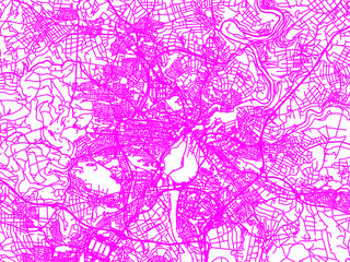 Neon Style Road Map overlay of Kassel, Germany in in Bright Pink.