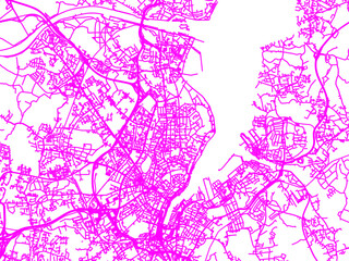 Fototapeta premium Neon Style Road Map overlay of Kiel, Germany in in Bright Pink.