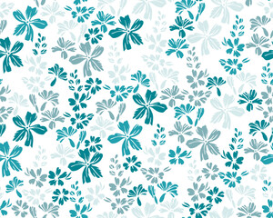 Wild meadow forget-me-not flowers endless ornament vector design. Millefleurs gentle motif. Floral wallpaper print with flower inflorescences. Buttercups bloom spring print.
