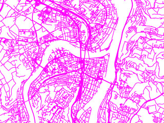 Obraz premium Neon Style Road Map overlay of Koblenz, Germany in in Bright Pink.