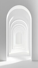 Fototapeta premium Abstract White Arch Corridor - Modern Architectural Design