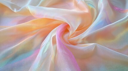 Obraz premium Soft iridescent satin fabric with rainbow reflections.