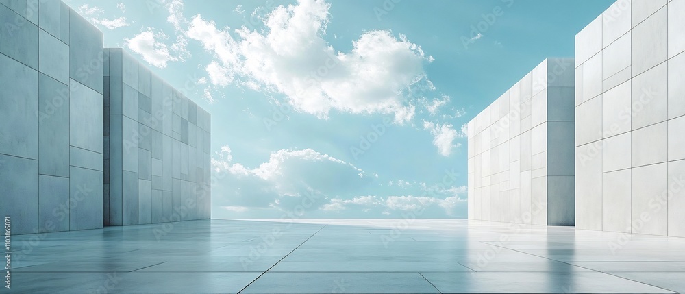 Aufkleber vast open minimalist plaza with geometric architecture blending seamlessly into a serene surreal sky