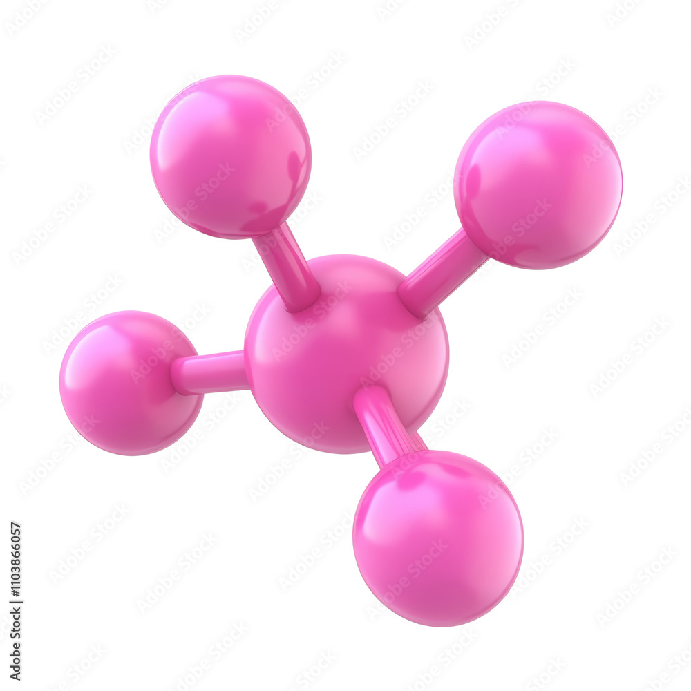 Poster pink molecule structure 3d render icon isolated on transparent background cutout