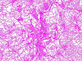 Neon Style Road Map overlay of Marburg, Germany in in Bright Pink.