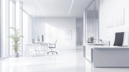 Fototapeta premium Modern Minimalist Office Interior Design