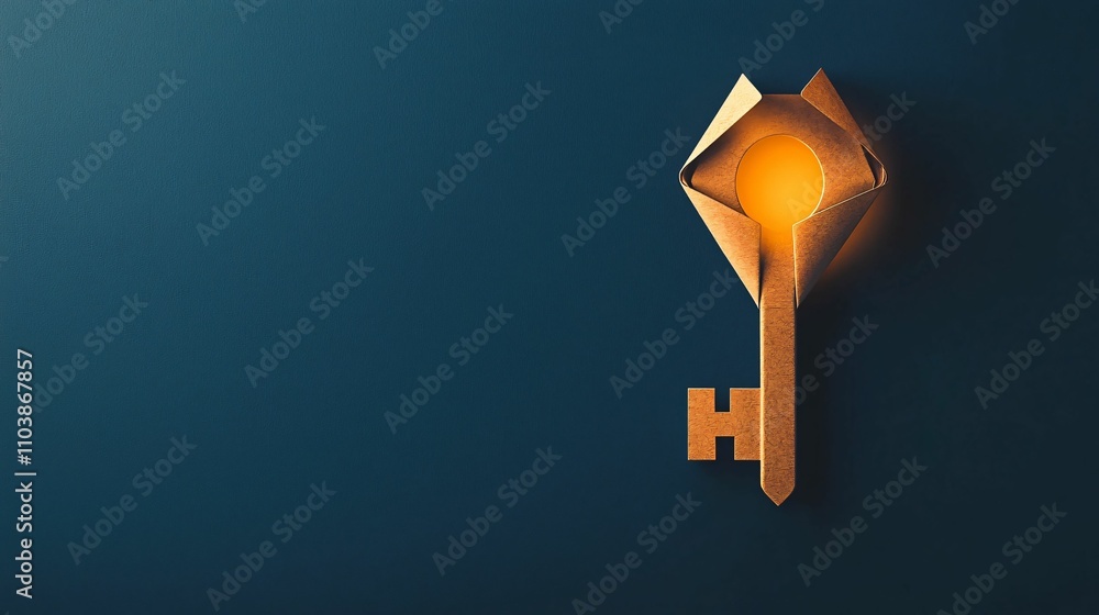 Poster paper join us. stylish key design with an orange glow on a dark background.