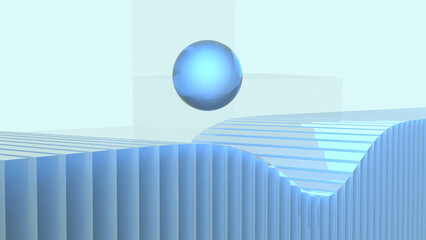 3D abstract wave concept in light blue background