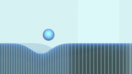 3D abstract wave concept in light blue background