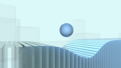 3D abstract wave concept in light blue background