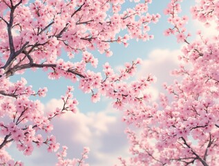 Cherry Blossom Branches Seamless Pattern Background , natural texture, botanical design, outdoor setting