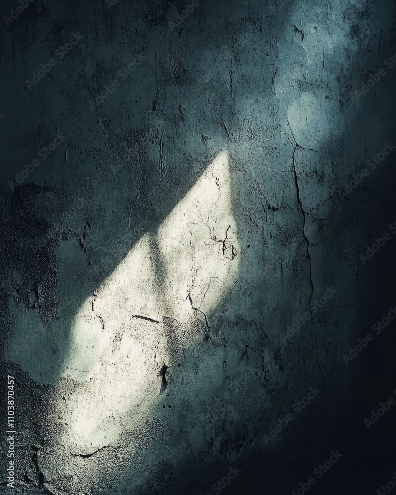 Poster a shadowy light pattern on a textured wall, creating a moody atmosphere.