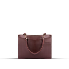 Luxury women's bag on a white background. Dark brown color  bag isolated on white background