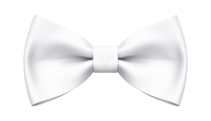 white ribbon bow isolated on transparent background cutout