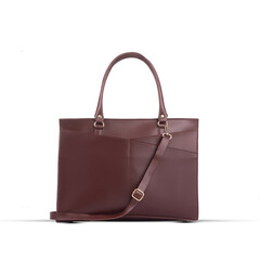 Luxury women's bag on a white background. Dark brown color  bag isolated on white background