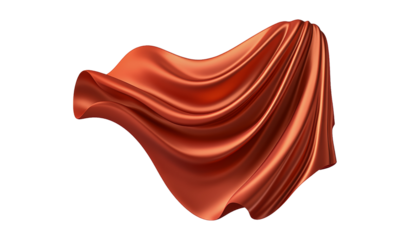 orange red fabric isolated on transparent background cutout