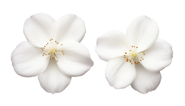 two white flower isolated on transparent background cutout