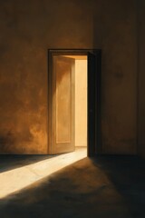 Obraz premium A room with a door that is open to the outside