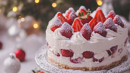 A Festive Strawberry Cake for the Holidays